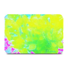 Fluorescent Yellow And Pink Abstract Garden Foliage Plate Mats by myrubiogarden