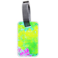 Fluorescent Yellow And Pink Abstract Garden Foliage Luggage Tags (two Sides) by myrubiogarden