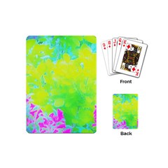 Fluorescent Yellow And Pink Abstract Garden Foliage Playing Cards (mini) by myrubiogarden