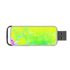 Fluorescent Yellow And Pink Abstract Garden Foliage Portable Usb Flash (two Sides) by myrubiogarden