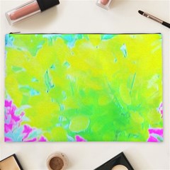 Fluorescent Yellow And Pink Abstract Garden Foliage Cosmetic Bag (xxl) by myrubiogarden