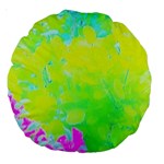 Fluorescent Yellow And Pink Abstract Garden Foliage Large 18  Premium Round Cushions Front