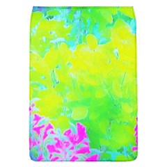 Fluorescent Yellow And Pink Abstract Garden Foliage Removable Flap Cover (l) by myrubiogarden