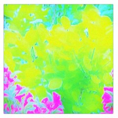 Fluorescent Yellow And Pink Abstract Garden Foliage Large Satin Scarf (square) by myrubiogarden