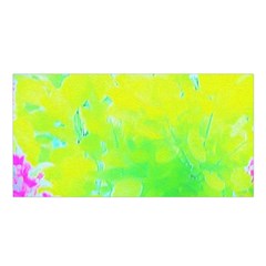 Fluorescent Yellow And Pink Abstract Garden Foliage Satin Shawl by myrubiogarden