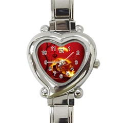 Wonderful Fairy Of The Fire With Fire Birds Heart Italian Charm Watch by FantasyWorld7