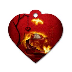 Wonderful Fairy Of The Fire With Fire Birds Dog Tag Heart (one Side) by FantasyWorld7