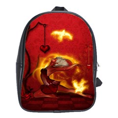 Wonderful Fairy Of The Fire With Fire Birds School Bag (large) by FantasyWorld7