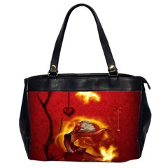 Wonderful Fairy Of The Fire With Fire Birds Oversize Office Handbag (2 Sides) by FantasyWorld7