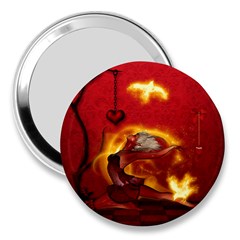 Wonderful Fairy Of The Fire With Fire Birds 3  Handbag Mirrors by FantasyWorld7