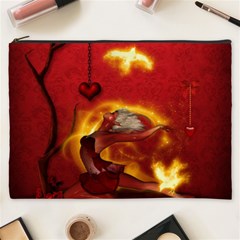 Wonderful Fairy Of The Fire With Fire Birds Cosmetic Bag (xxxl) by FantasyWorld7