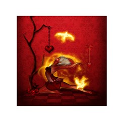 Wonderful Fairy Of The Fire With Fire Birds Small Satin Scarf (square) by FantasyWorld7