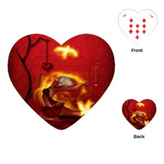 Wonderful Fairy Of The Fire With Fire Birds Playing Cards (heart) by FantasyWorld7