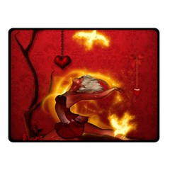 Wonderful Fairy Of The Fire With Fire Birds Fleece Blanket (small) by FantasyWorld7