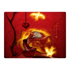 Wonderful Fairy Of The Fire With Fire Birds Double Sided Flano Blanket (mini)  by FantasyWorld7