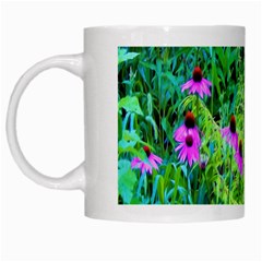 Purple Coneflower Garden With Tiger Eye Tree White Mugs by myrubiogarden