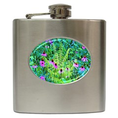 Purple Coneflower Garden With Tiger Eye Tree Hip Flask (6 Oz) by myrubiogarden