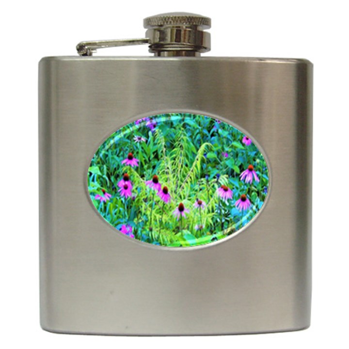 Purple Coneflower Garden With Tiger Eye Tree Hip Flask (6 oz)