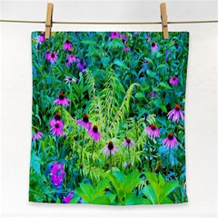 Purple Coneflower Garden With Tiger Eye Tree Face Towel by myrubiogarden