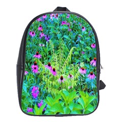 Purple Coneflower Garden With Tiger Eye Tree School Bag (large) by myrubiogarden