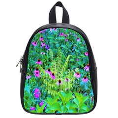 Purple Coneflower Garden With Tiger Eye Tree School Bag (small) by myrubiogarden