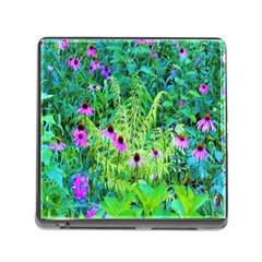 Purple Coneflower Garden With Tiger Eye Tree Memory Card Reader (square 5 Slot) by myrubiogarden