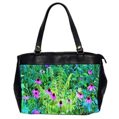 Purple Coneflower Garden With Tiger Eye Tree Oversize Office Handbag (2 Sides) by myrubiogarden