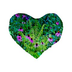 Purple Coneflower Garden With Tiger Eye Tree Standard 16  Premium Heart Shape Cushions by myrubiogarden