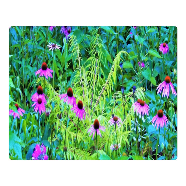 Purple Coneflower Garden With Tiger Eye Tree Double Sided Flano Blanket (Large) 