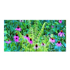 Purple Coneflower Garden With Tiger Eye Tree Satin Wrap by myrubiogarden