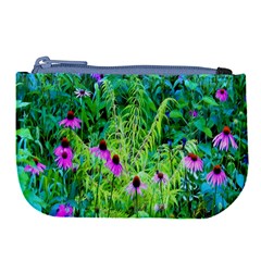 Purple Coneflower Garden With Tiger Eye Tree Large Coin Purse