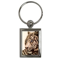 White Tiger Key Chains (rectangle)  by ArtByThree