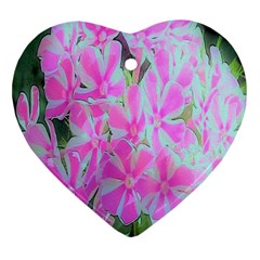 Hot Pink And White Peppermint Twist Garden Phlox Ornament (heart)