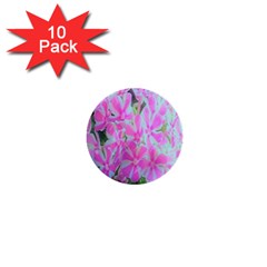 Hot Pink And White Peppermint Twist Garden Phlox 1  Mini Buttons (10 Pack)  by myrubiogarden