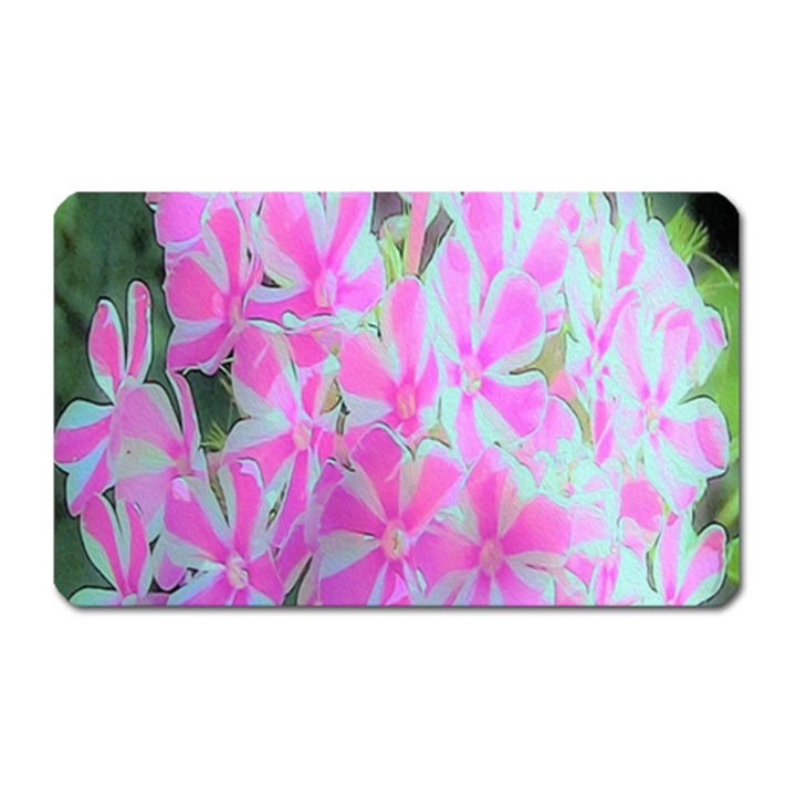 Hot Pink And White Peppermint Twist Garden Phlox Magnet (Rectangular)