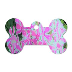 Hot Pink And White Peppermint Twist Garden Phlox Dog Tag Bone (one Side)