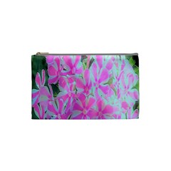 Hot Pink And White Peppermint Twist Garden Phlox Cosmetic Bag (small) by myrubiogarden