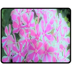 Hot Pink And White Peppermint Twist Garden Phlox Fleece Blanket (medium)  by myrubiogarden