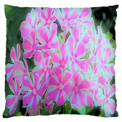 Hot Pink And White Peppermint Twist Garden Phlox Standard Flano Cushion Case (one Side) by myrubiogarden