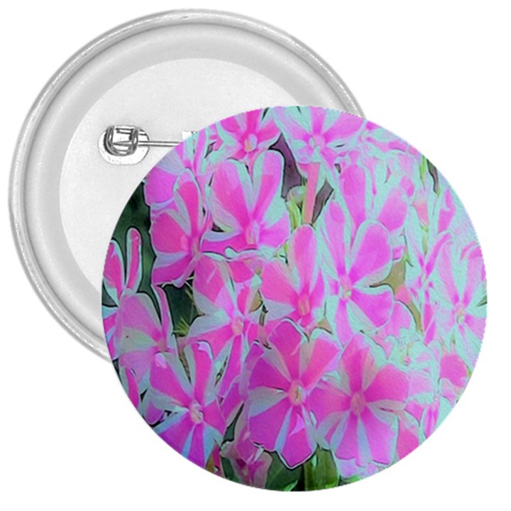 Hot Pink And White Peppermint Twist Garden Phlox 3  Buttons