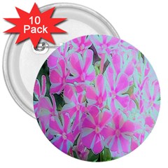 Hot Pink And White Peppermint Twist Garden Phlox 3  Buttons (10 Pack)  by myrubiogarden