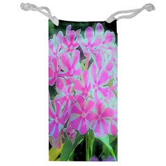 Hot Pink And White Peppermint Twist Garden Phlox Jewelry Bag by myrubiogarden