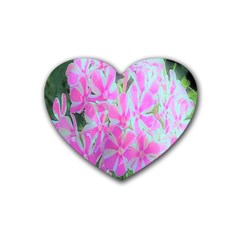 Hot Pink And White Peppermint Twist Garden Phlox Heart Coaster (4 Pack)  by myrubiogarden