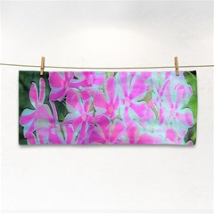 Hot Pink And White Peppermint Twist Garden Phlox Hand Towel by myrubiogarden