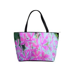 Hot Pink And White Peppermint Twist Garden Phlox Classic Shoulder Handbag by myrubiogarden