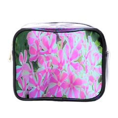 Hot Pink And White Peppermint Twist Garden Phlox Mini Toiletries Bag (one Side) by myrubiogarden