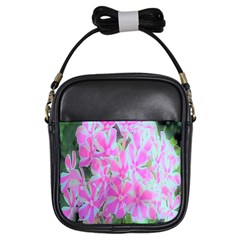 Hot Pink And White Peppermint Twist Garden Phlox Girls Sling Bag by myrubiogarden