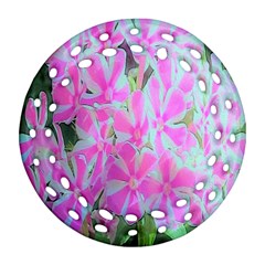 Hot Pink And White Peppermint Twist Garden Phlox Round Filigree Ornament (two Sides)