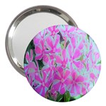 Hot Pink And White Peppermint Twist Garden Phlox 3  Handbag Mirrors Front