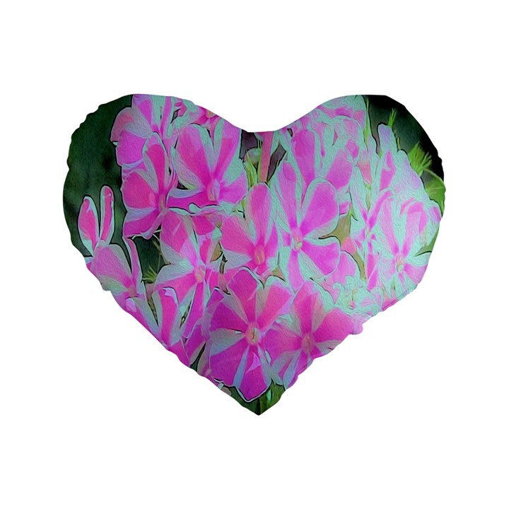 Hot Pink And White Peppermint Twist Garden Phlox Standard 16  Premium Heart Shape Cushions